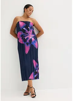 Bandeau-Kleid aus glänzendem Satin mit Plisse, bonprix