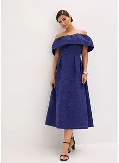 Robe à encolure Bardot en jacquard brillant, bonprix