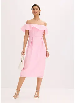 Robe à encolure Bardot en jacquard brillant, bonprix