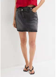 Jupe en jean à fermeture décalée asymétrique, bonprix