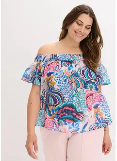 Blouse à encolure Bardot en viscose mélangée, bonprix