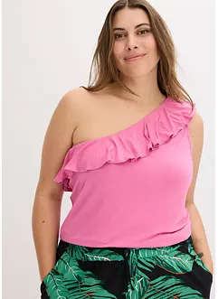 Top asymétrique avec volant en viscose douce et extensible, bonprix