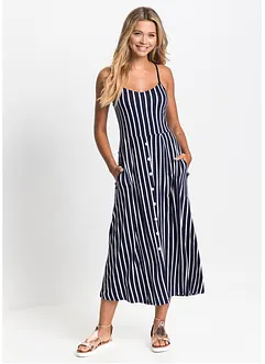 Sommerliches Jerseykleid mit Knopfleiste und Streifen, bonprix