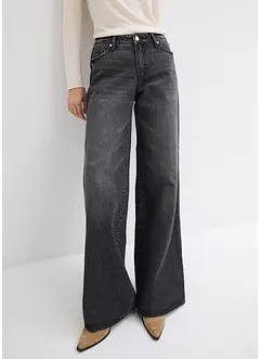 Wide-Leg-Jeans, Mid Waist, Low Stretch Full Length, bonprix