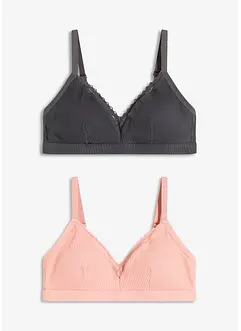 Gepolstertes Bralette ohne Bügel mit Bio-Baumwolle (2er Pack), bonprix