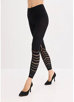 Leggings mit Komfortbündchen und Lochstickerei 80 DEN, bonprix