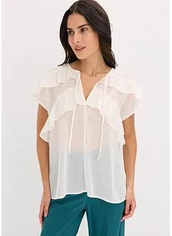 Blouse en crêpe à volants, bonprix