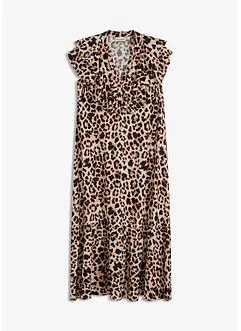 Midikleid mit Volants aus strukturiertem Crêpe, bonprix