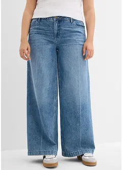 Wide-Leg-Jeans Mid Waist, Low Stretch Full Length, bonprix