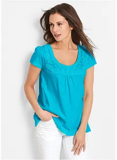 T-shirt coton et dentelle, manches courtes, bonprix