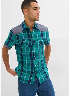 Kurzarmhemd mit Denim-Besatz, bonprix