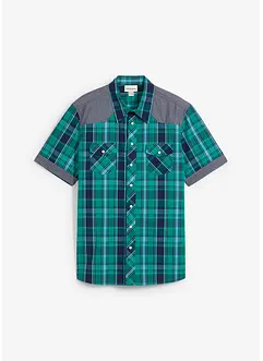 Chemise manches courtes avec empiècements denim, bonprix