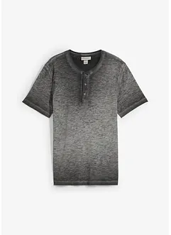 T-shirt col tunisien en 100% coton, aspect délavé, bonprix