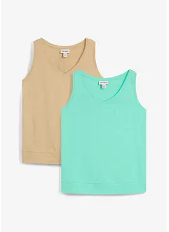 Lot de 2 débardeurs 100% coton, bonprix