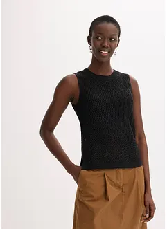 Top en maille ajourée avec fibres métallisées, bonprix