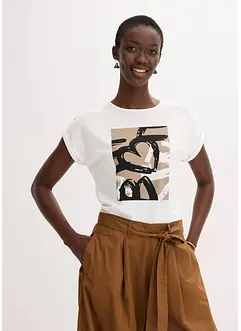 Shirt mit Viskose und Glitzersteinen, bonprix