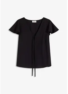 Bluse mit Volantärmeln in Glanzoptik, bonprix