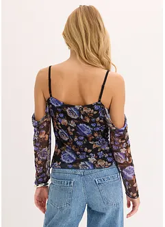Haut col Bardot en mesh, bonprix