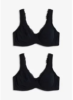 Lot de 2 soutiens-gorge minimiseurs moulés coton, avec armatures, bonprix