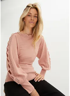 Feinstrickpullover mit Spitze, bonprix