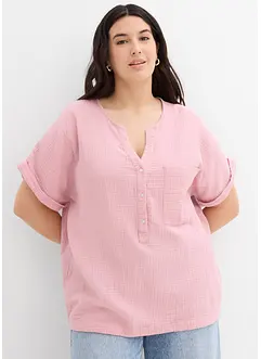 Blouse manches courtes en gaze de coton, bonprix