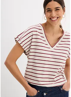T-shirt rayé à manches volantées, bonprix