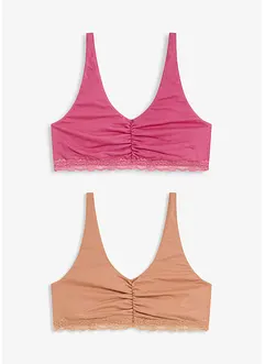 Bralette mit Baumwolle und Spitze (2er Pack), bonprix