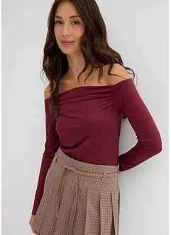 T-shirt col Bardot en jersey léger, bonprix