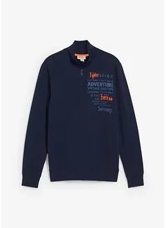 Sweat à col zippé 100% coton, bonprix