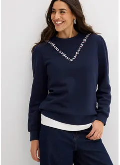 Sweat-shirt en coton mélangé avec broderie, bonprix