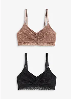 Lot de 2 soutiens-gorge d’allaitement sans armatures avec dentelle et coton, bonprix
