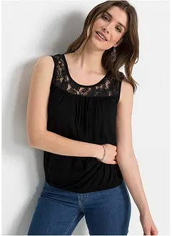 Top en viscose extensible avec dentelle, bonprix