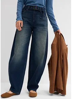 Barrel-Jeans Mid Waist mit Gürtel, bonprix