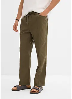 Pantalon taille extensible classique en coton léger, droit, bonprix