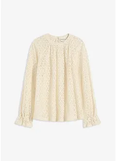 Spitzen-Shirt mit Volants aus Baumwolle, bonprix