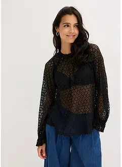 Spitzen-Shirt mit Volants aus Baumwolle, bonprix