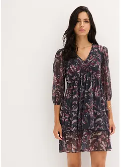 Mesh-Jerseykleid mit Volants, bonprix