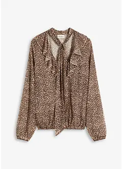 Mesh-Shirt mit Volant und Schluppe, bonprix
