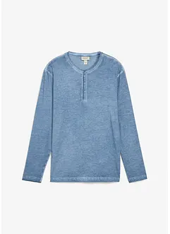 Henleyshirt, Langarm in gewaschener Optik aus reiner Bio-Baumwolle, bonprix