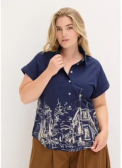 Oversized Popeline Kurzarmbluse aus Baumwolle, bonprix