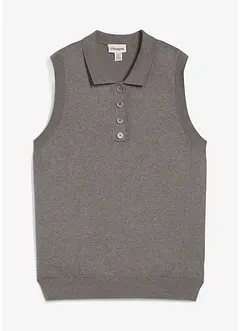Feinstricktop mit Seidenanteil und Polokragen, bonprix