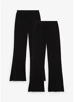 Lot de 2 pantalons évasés en jersey coton extensible, bonprix