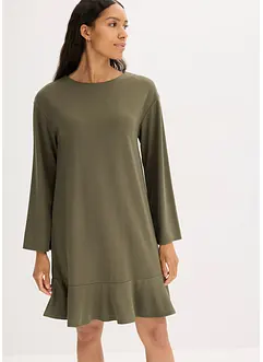 Kurzes Kleid mit Volant aus Punto di Roma, bonprix