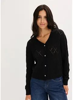 Ajour-Strickjacke aus Baumwolle, bonprix