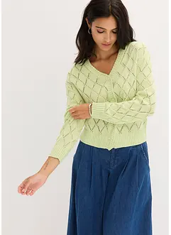 Ajour-Strickjacke aus Baumwolle, bonprix