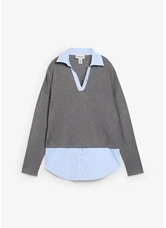 Pull en fine maille empiècement chemisier, bonprix