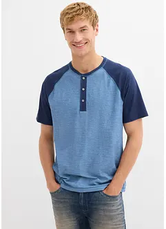 T-shirt délavé col tunisien 100% coton, bonprix