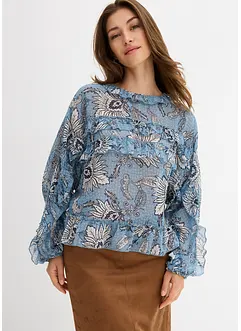 Blouse en mousseline à volants, bonprix