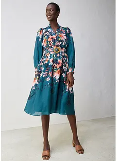 Midikleid aus Ramie (2 tlg.Set mit Gürtel), bonprix