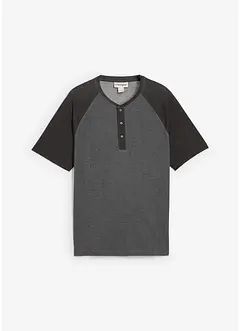 T-shirt délavé col tunisien 100% coton, bonprix